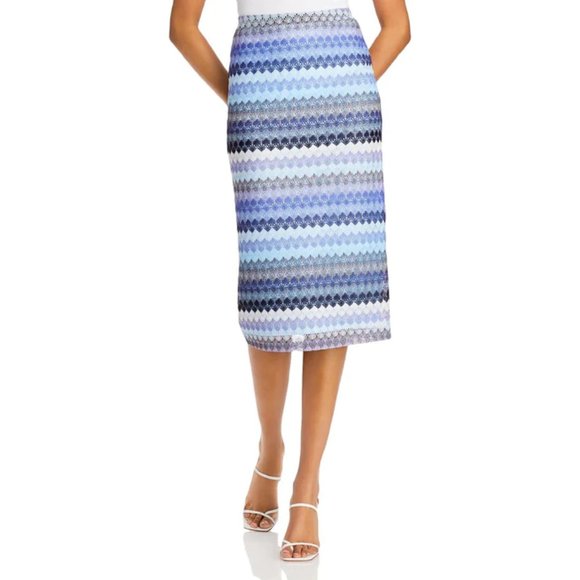 Aqua Dresses & Skirts - Aqua Shell Stitch Crochet Blue Striped Pencil Skirt Size M New With Tag
